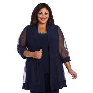 R&M Richards Sheer Duster Style Cardigan Size 16W